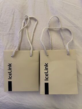 Ice Link White Braided-Handle Mini Gift Bag